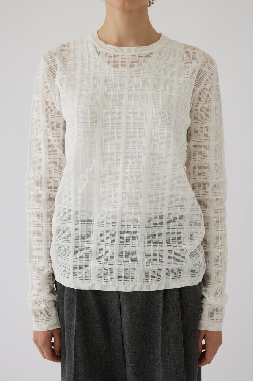 RIM.ARK 「Sheer check knit tops」|ニット・セーター|WHT