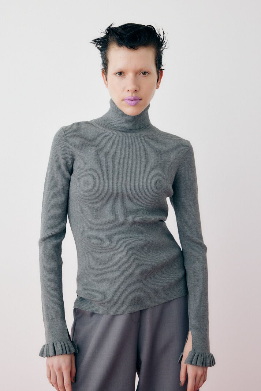 HeRIN.CYE「Cuff frill knit tops」|ニット・セーター|GRY