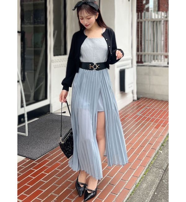 RESEXXY「ツイードレイヤードワンピース」|ワンピース|ブルー