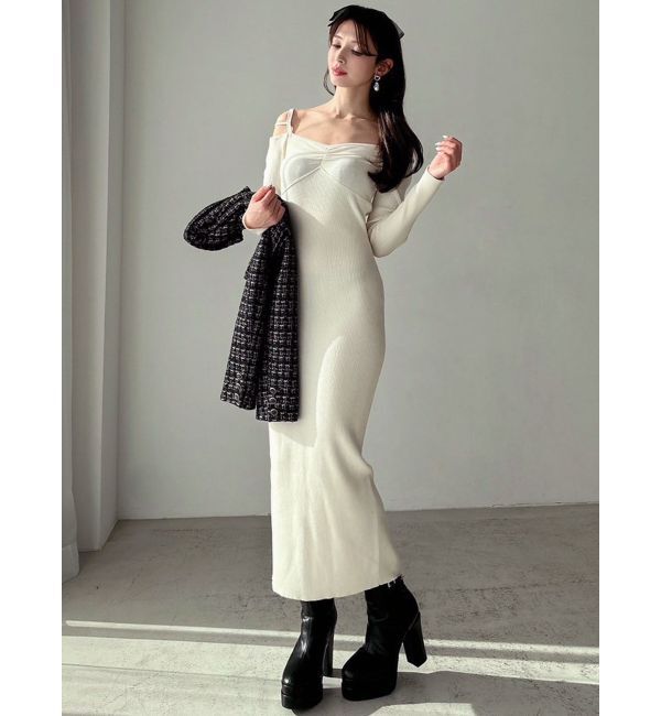 RESEXXY「ナローストラップタイトニットワンピース」|ワンピース|