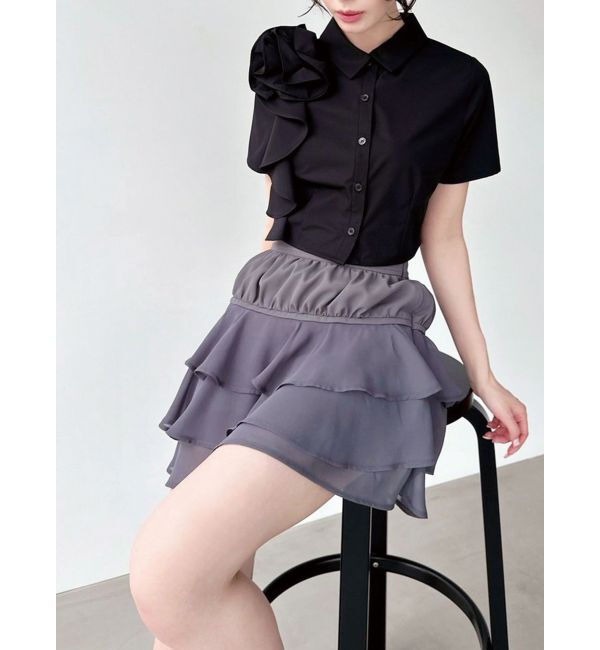 RESEXXY「フリルミニスカート」|スカート|チャコールグレー