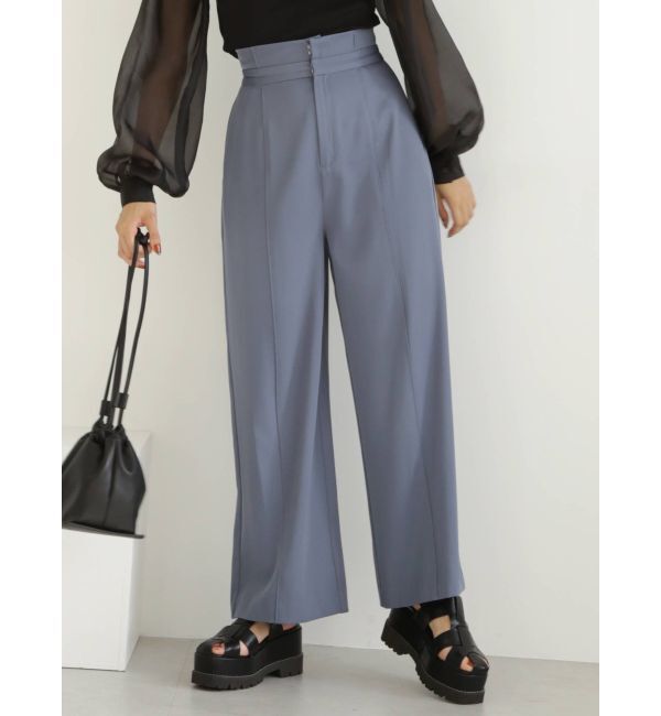 MURUA「ハイウエストベルトワイドパンツ」|その他|ブルー