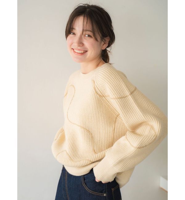 Ungrid「テープデザインルーズニット」|ニット・セーター|アイボリー