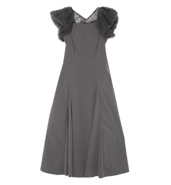 LAGUNAMOON「LADY3Dチュールボレロワンピース」|ドレス|チャコールグレー