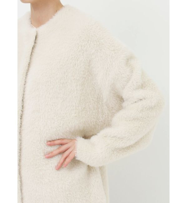 ラグナムーン　ミニシャギーセッケツニットカーデ　アイボリー　新品 LAGUNAMOON（ラグナムーン） カーディガン ミニシャギーセッケツニット