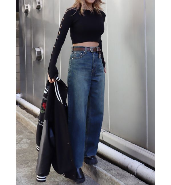 EVRIS「シンプルワイドデニムパンツ」|デニム|