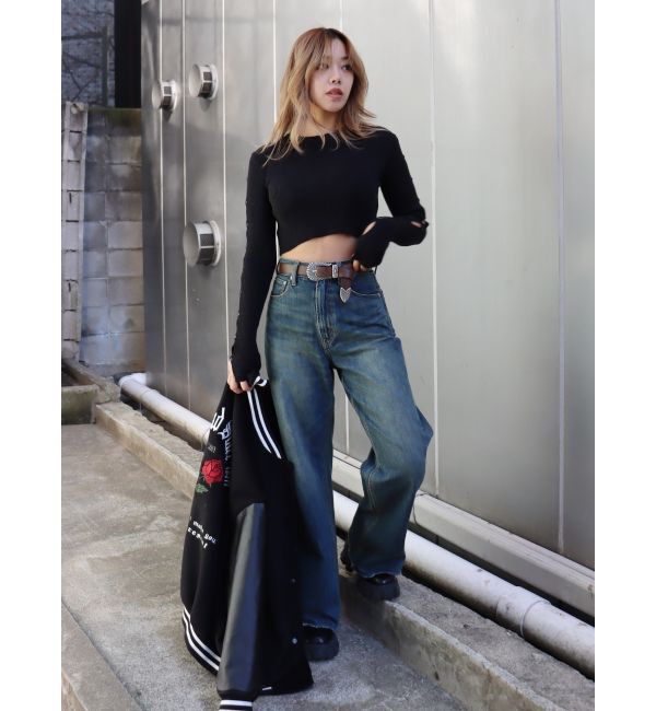 EVRIS「シンプルワイドデニムパンツ」|デニム|