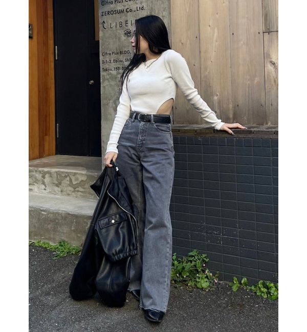 EVRIS「シンプルワイドデニムパンツ」|デニム|