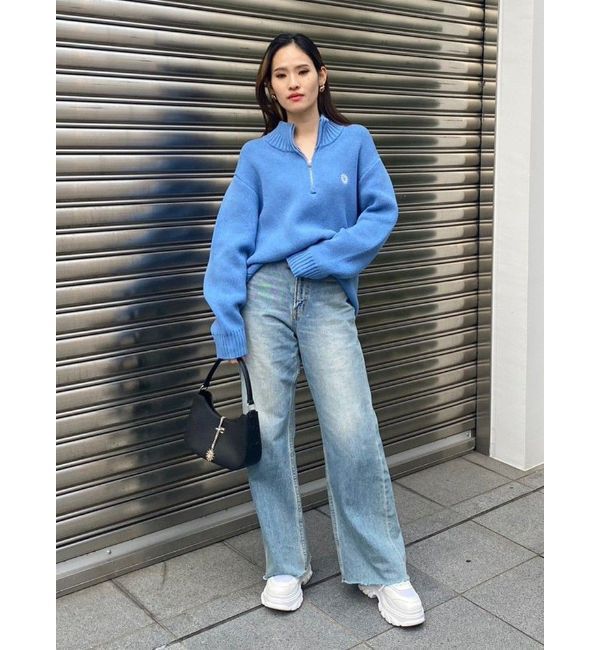 EVRIS「シンプルワイドデニムパンツ」|デニム|