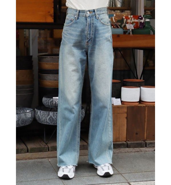 EVRIS「シンプルワイドデニムパンツ」|デニム|アイスブルー