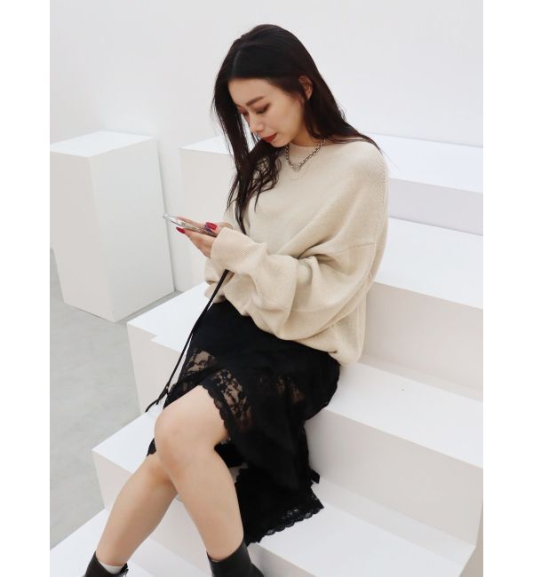 EVRIS「バックロゴオーバーサイズニットトップス」|ニット・セーター|