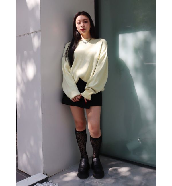 EVRIS「バックロゴオーバーサイズニットトップス」|ニット・セーター|