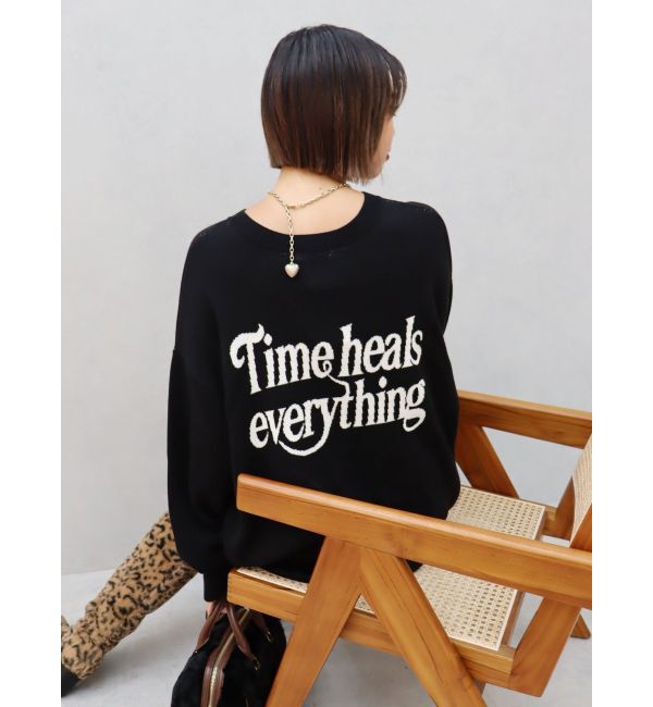 EVRIS「バックロゴオーバーサイズニットトップス」|ニット・セーター|ブラック