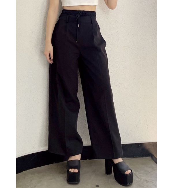 GYDA「ダブルウエストツイルパンツ」|その他|ブラック