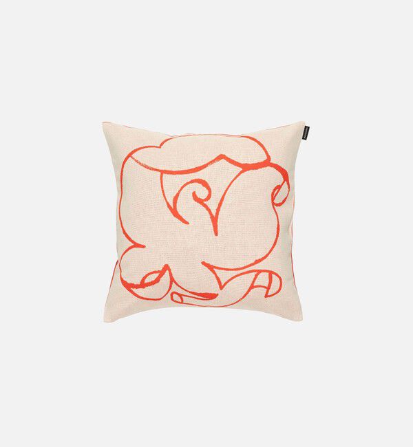 Marimekko「【一部店舗・オンラインストア限定】Pistilla クッションカバー」|クッション・クッションカバー|オフホワイト&times;トマト