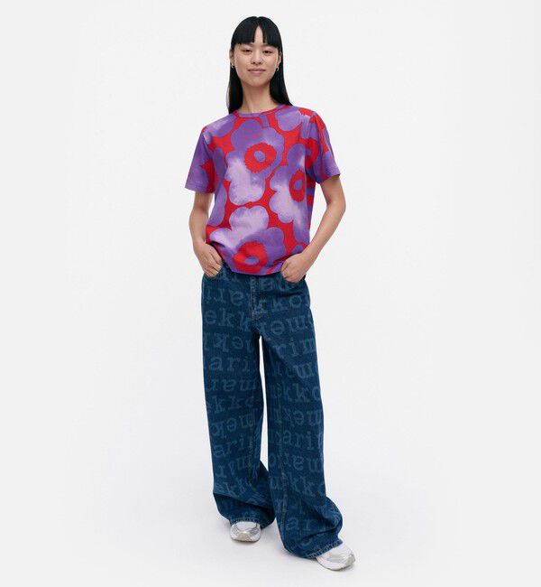 Marimekko「【一部店舗・オンラインストア限定】 Erna Akvarelli Unikko Tシャツ」|シャツ・ブラウス|レッド&times;ライラック