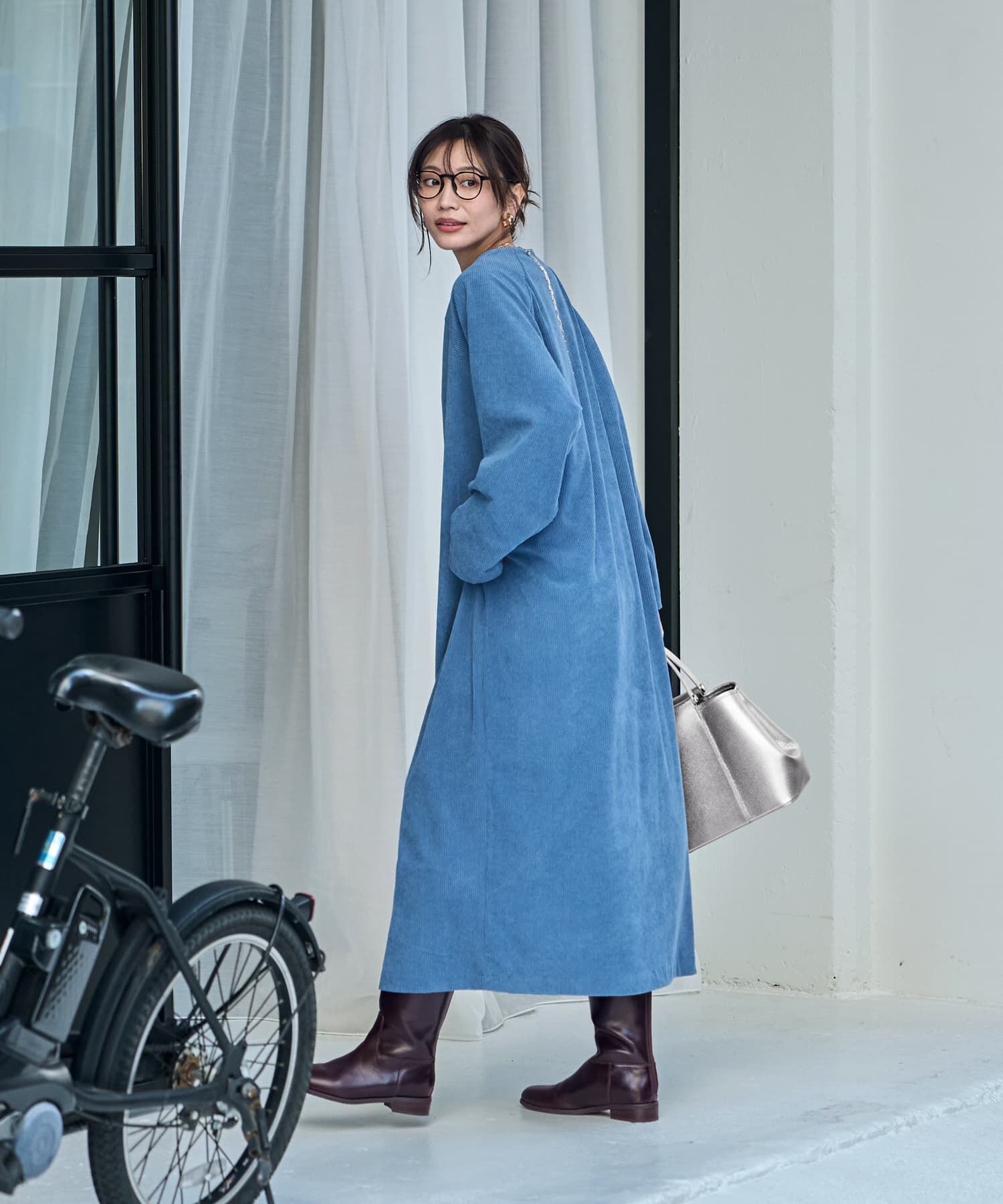 STYLE DELI「ライトコーデュロイVネックワンピース」|ワンピース|