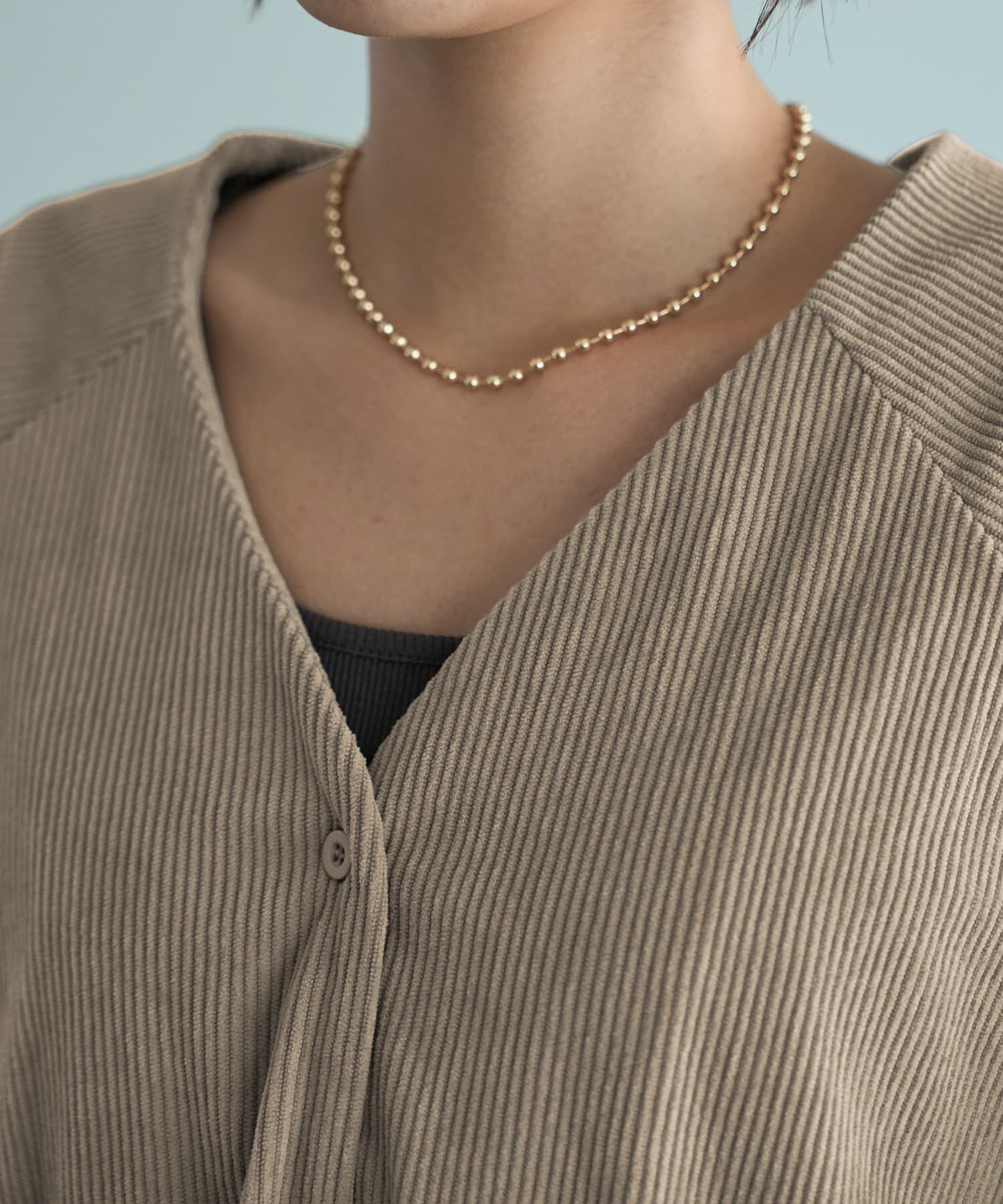 STYLE DELI「ライトコーデュロイVネックワンピース」|ワンピース|