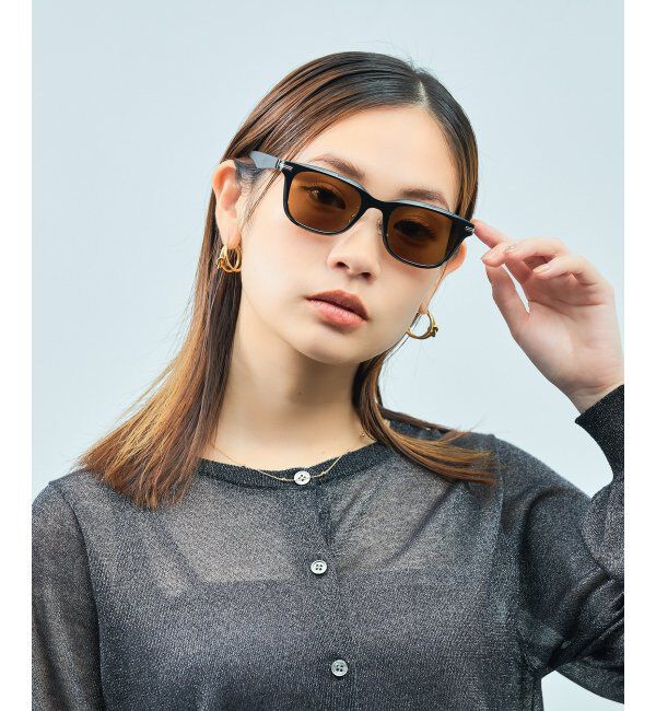  「SUNCUTGlasses/UV100%CUT サングラス レザー調 ラバーテンプル 紫外線対策 UV対策 UVカット ズレ落ち防止」|サングラス|黒3