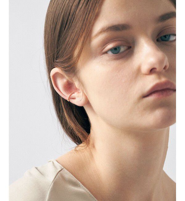 ete「K10YG ダイヤモンド ハグカフ リバーシブル」|イヤーカフ|