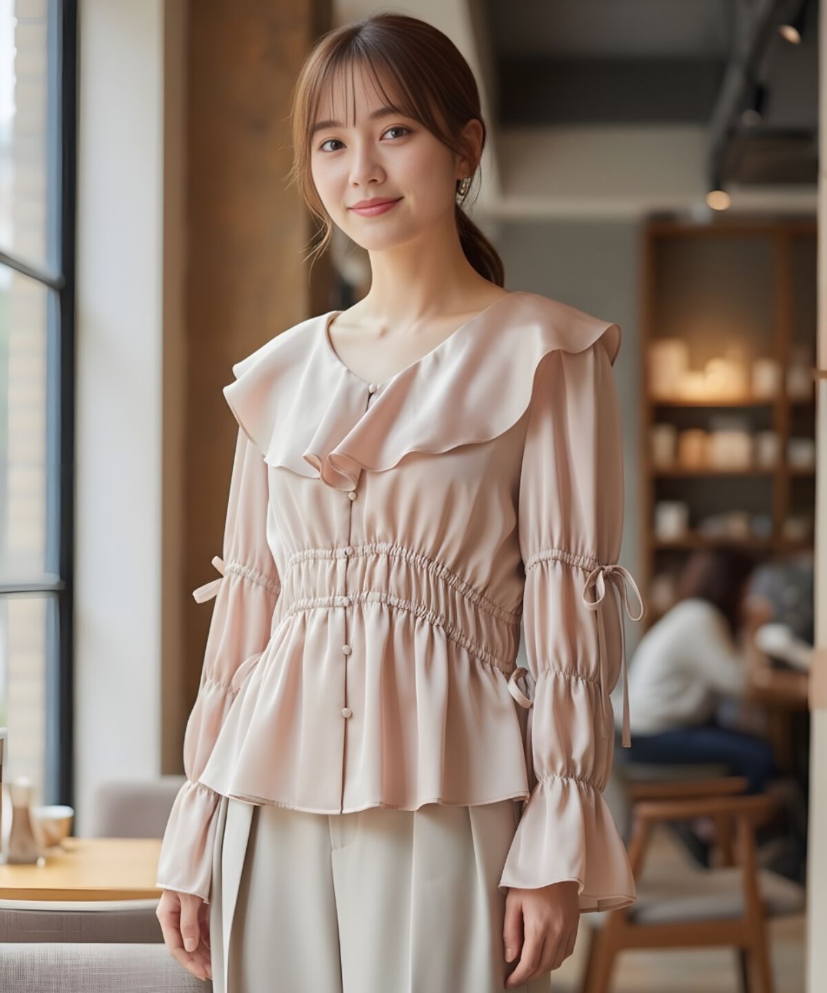 アンドクチュール「ウエストシャーリングブラウス」|シャツ・ブラウス|