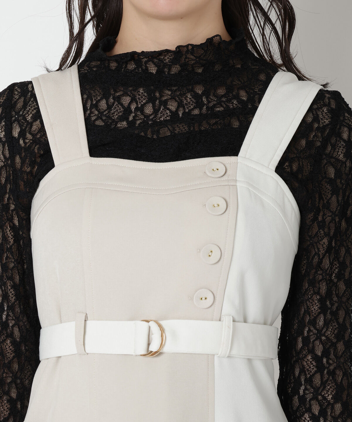 REDYAZEL「バイカラージップジャンスカ」|ジャンパースカート|