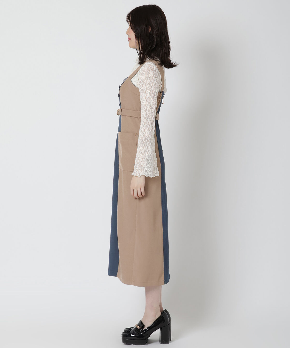 REDYAZEL「バイカラージップジャンスカ」|ジャンパースカート|