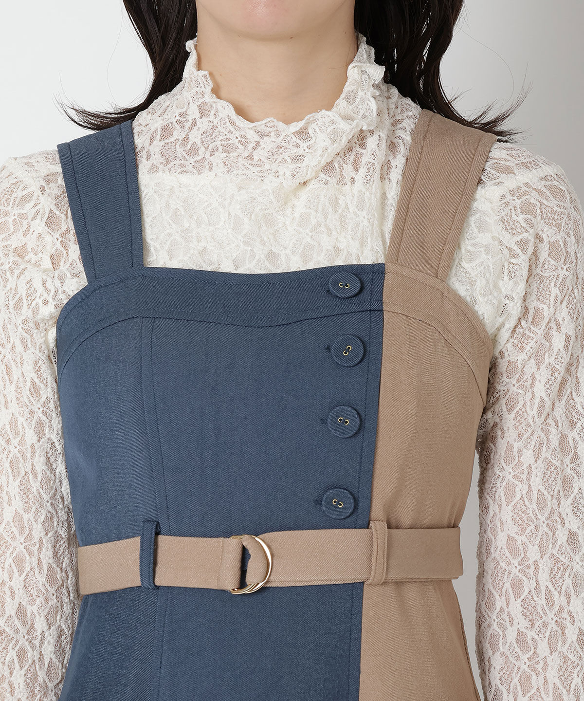 REDYAZEL「バイカラージップジャンスカ」|ジャンパースカート|