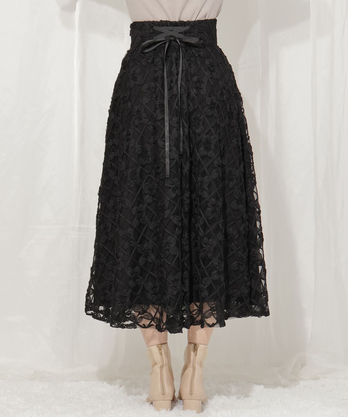 WILLSELECTION「3Dフラワーフレアスカート」|フレア|