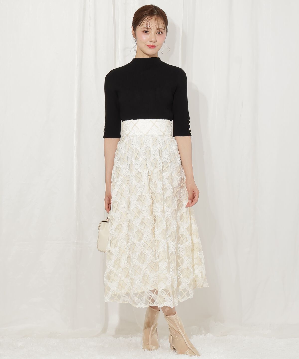 WILLSELECTION「3Dフラワーフレアスカート」|フレア|