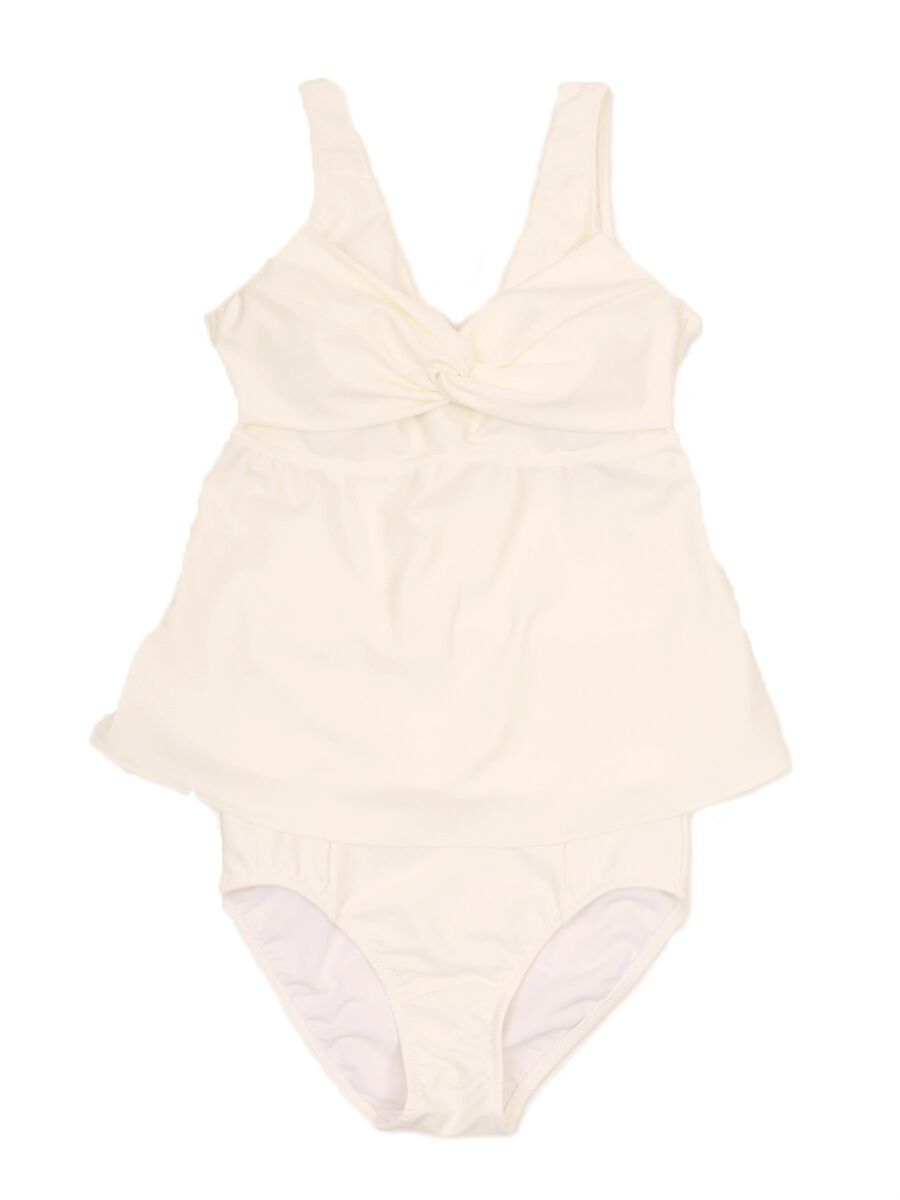 Riberce「【大人水着】無地Vネックキャミソールビキニ」|ビキニ|オフ白