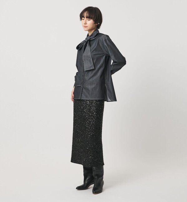 UNITED ARROWS「スパンコール Iライン スカート」|タイト|