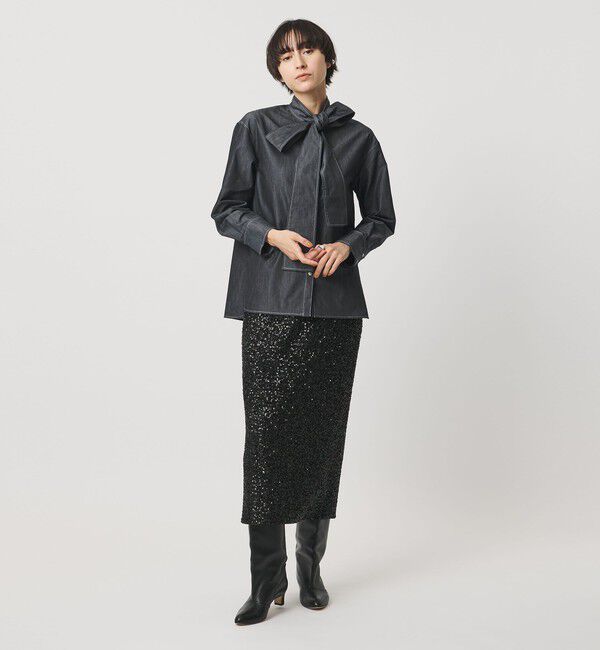 UNITED ARROWS「スパンコール Iライン スカート」|タイト|