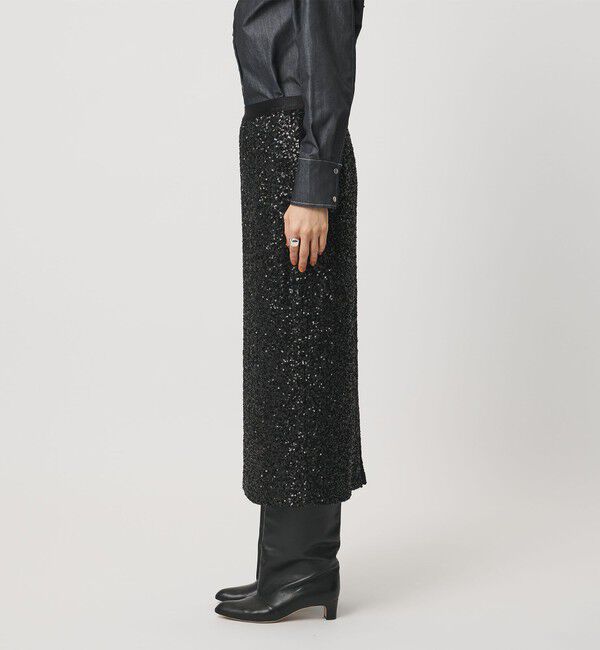 UNITED ARROWS「スパンコール Iライン スカート」|タイト|