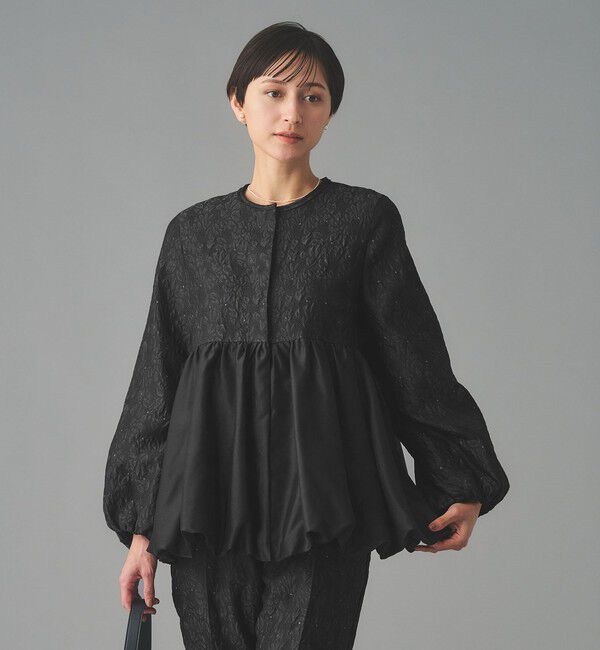 UNITED ARROWS「GISHA 2トーン ジャガード ジャケット」|ノーカラージャケット|