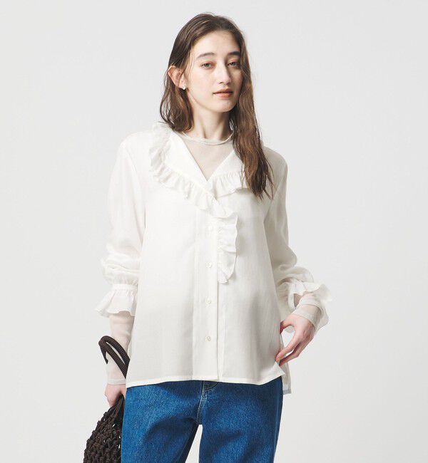 UNITED ARROWS「フリルカラー 2WAY ブラウス ‐ウォッシャブル‐」|シャツ・ブラウス|OFF WHITE