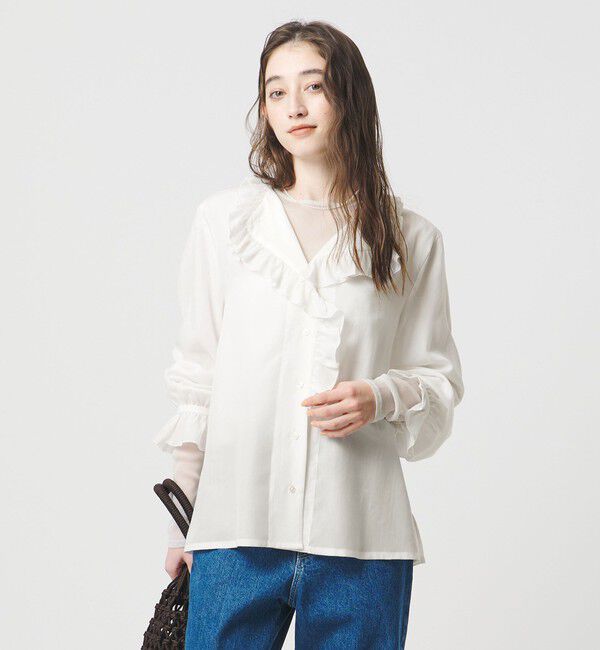 UNITED ARROWS「フリルカラー 2WAY ブラウス ‐ウォッシャブル‐」|シャツ・ブラウス|