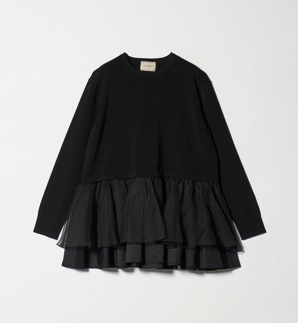 UNITED ARROWS「オーガンジー フリルコンビ ニット ‐ウォッシャブル‐」|ニット・セーター|BLACK