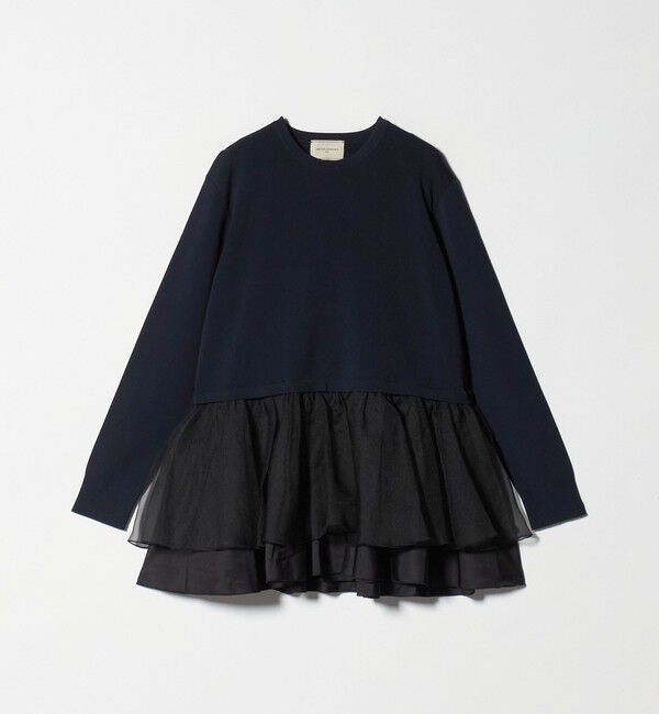 UNITED ARROWS「オーガンジー フリルコンビ ニット ‐ウォッシャブル‐」|ニット・セーター|NAVY