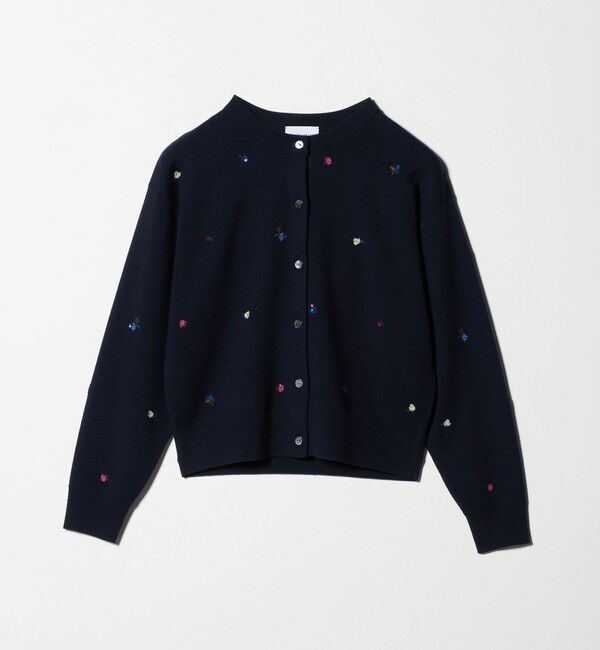 UNITED ARROWS「フラワー エンブロイダリー カーディガン」|カーディガン|NAVY