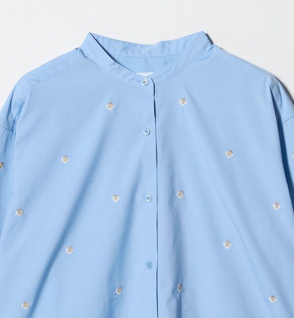 UNITED ARROWS「エンブロイダリーフラワー バンドカラー シャツ」|シャツ・ブラウス|