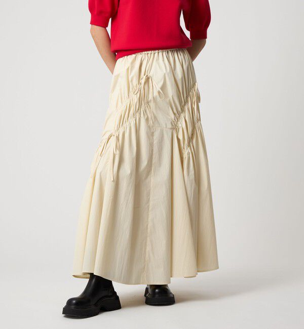 EMMEL REFINES「＜EMMEL REFINES＞EM ランダムギャザー リボン スカート」|スカート|