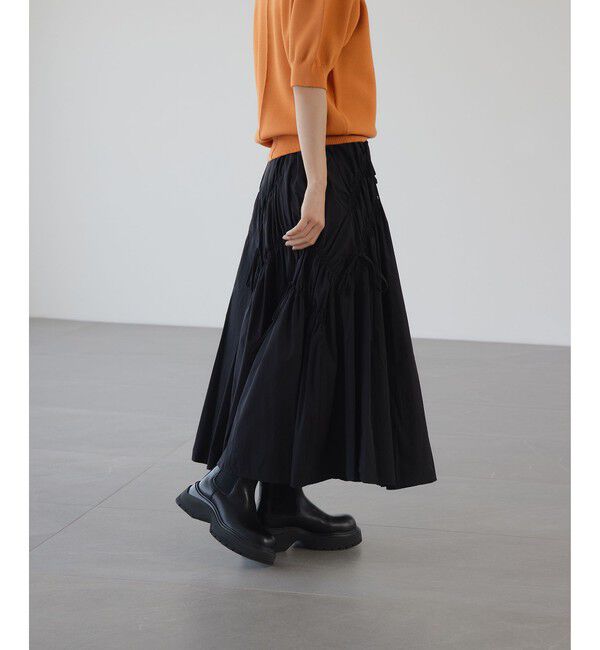 EMMEL REFINES「＜EMMEL REFINES＞EM ランダムギャザー リボン スカート」|スカート|