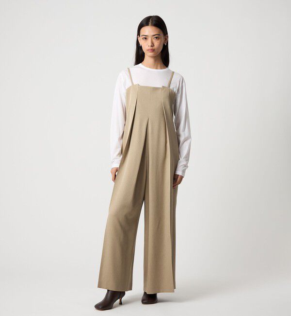 EMMEL REFINES「＜EMMEL REFINES＞EM ボックスタック キャミサロペット」|オールインワン|BEIGE