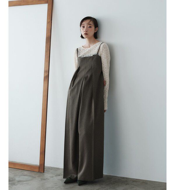 EMMEL REFINES「＜EMMEL REFINES＞EM ボックスタック キャミサロペット」|オールインワン|DK.BROWN