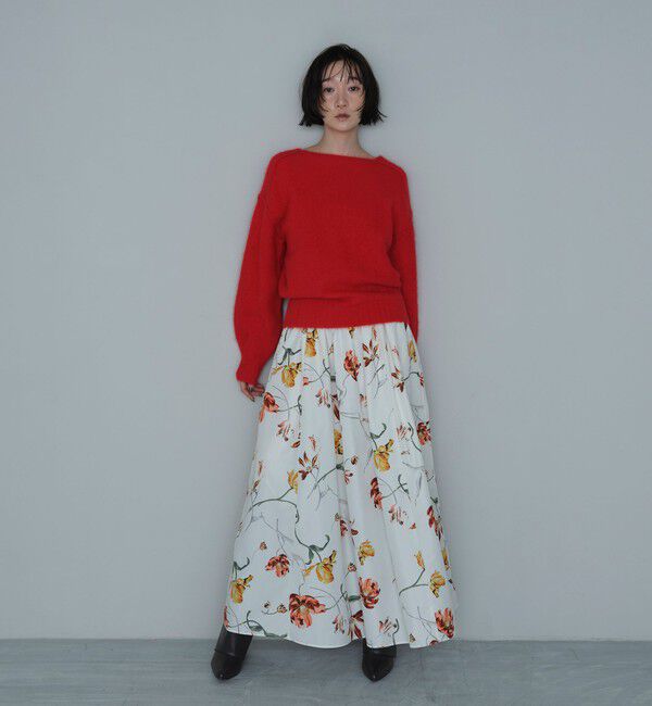 EMMEL REFINES「＜EMMEL REFINES＞EM ミディアムフラワープリント ボリューム スカート」|スカート|OFF WHITE