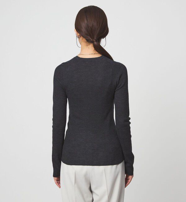 UNITED ARROWS green label relaxing「ウール シアー リブ クルーネック ニット ウォッシャブル」|ニット・セーター|