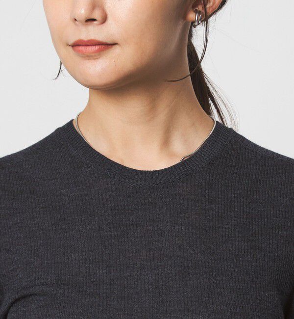 UNITED ARROWS green label relaxing「ウール シアー リブ クルーネック ニット ウォッシャブル」|ニット・セーター|