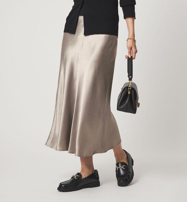 UNITED ARROWS green label relaxing「サテン ナロー スカート」|フレア|