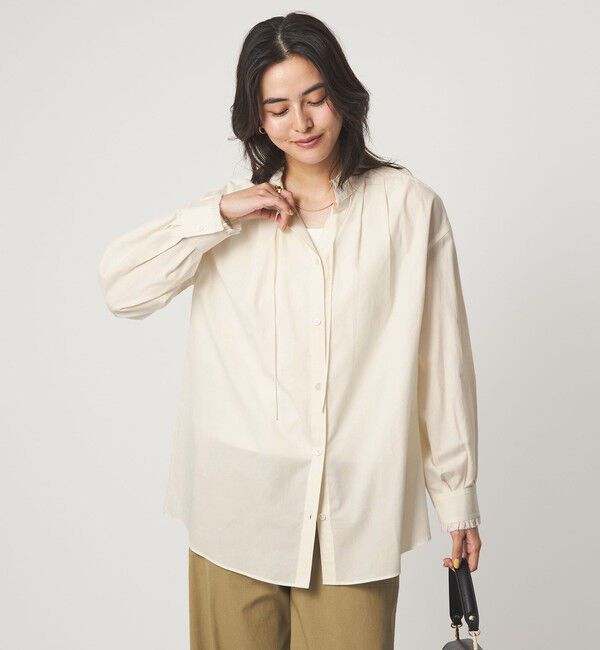 UNITED ARROWS green label relaxing「［size SHORTあり］フリルネック ブラウス」|シャツ・ブラウス|